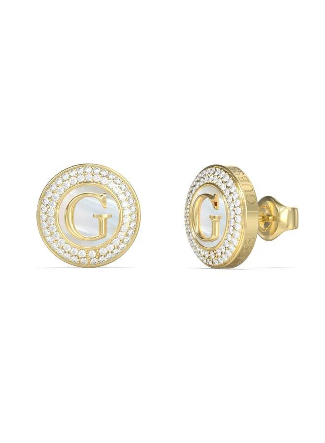 GUESS Logo 14Mm Pearly G Coin Studs